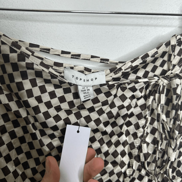 Topshop co-ord hexagonal satin wrap midi skirt in chocolate womens US 2 NWT - Picture 5 of 8